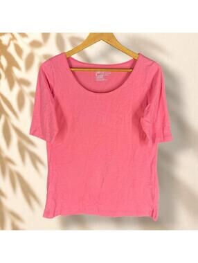 Casual Studio T-Shirt Women M Medium Pink Short Sleeve Round Neck Cotton Casual